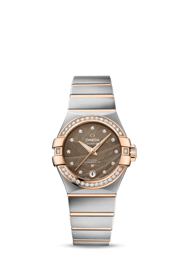 Omega Constellation Co-Axial 27 Brushed Stainless Steel / Red Gold / Diamond / Brown Feather